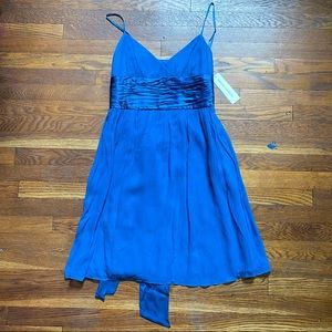 Maggy London silk teal chiffon sweetheart neckline cocktail dress size 14